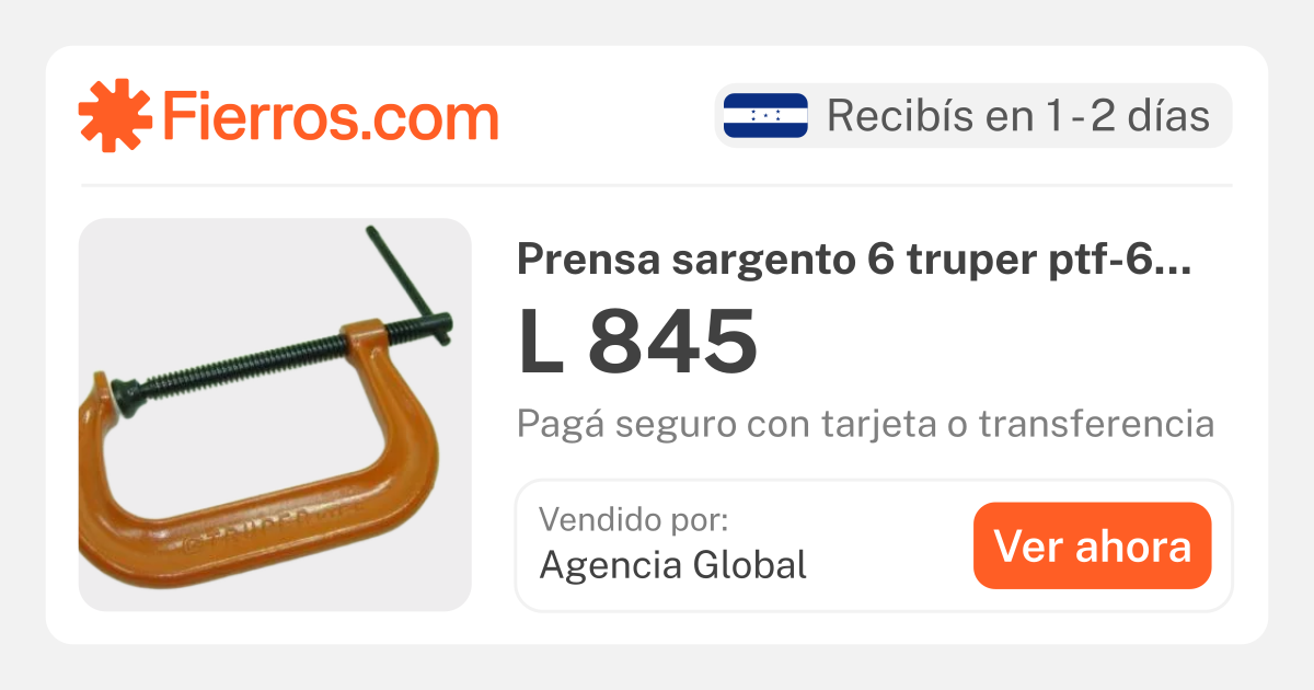 O2 Ptf 6 Prensa sargento 6 truper ptf-6 17656 | Fierros