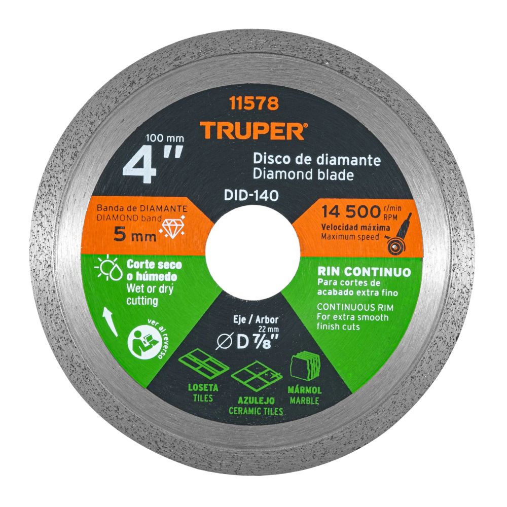 ProductoDISCO DIAMANTADO 4 TRUPER DDT-802C LISO  11578