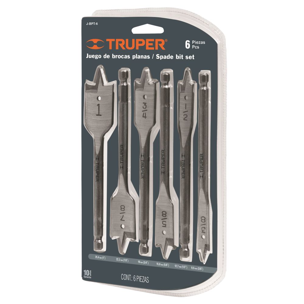ProductoBROCAS TRUPER 6-PCS J-BPT-6 TIPO PALETA PARA MADERA 11395