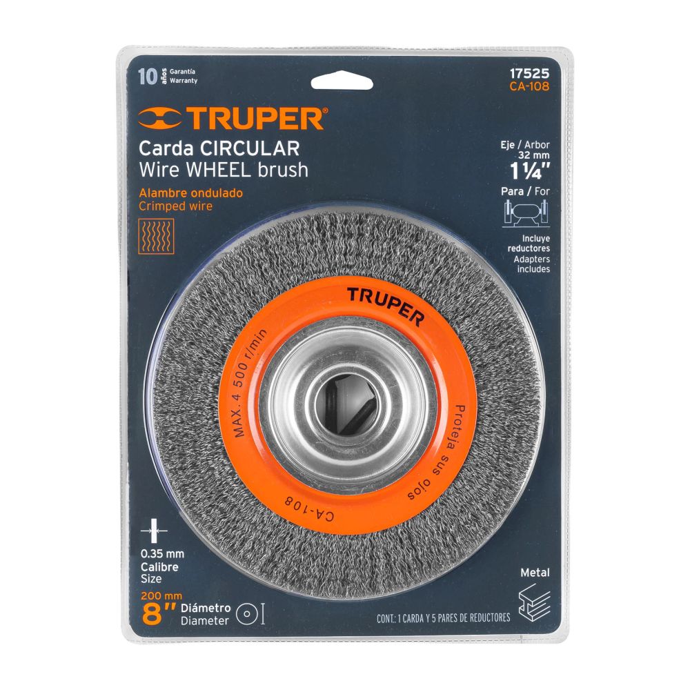 ProductoCEPILLO  DE ALAMBRE TRUPER TIPO DISCO 8 13/16 0.35MM OND  PARA ESME 17525