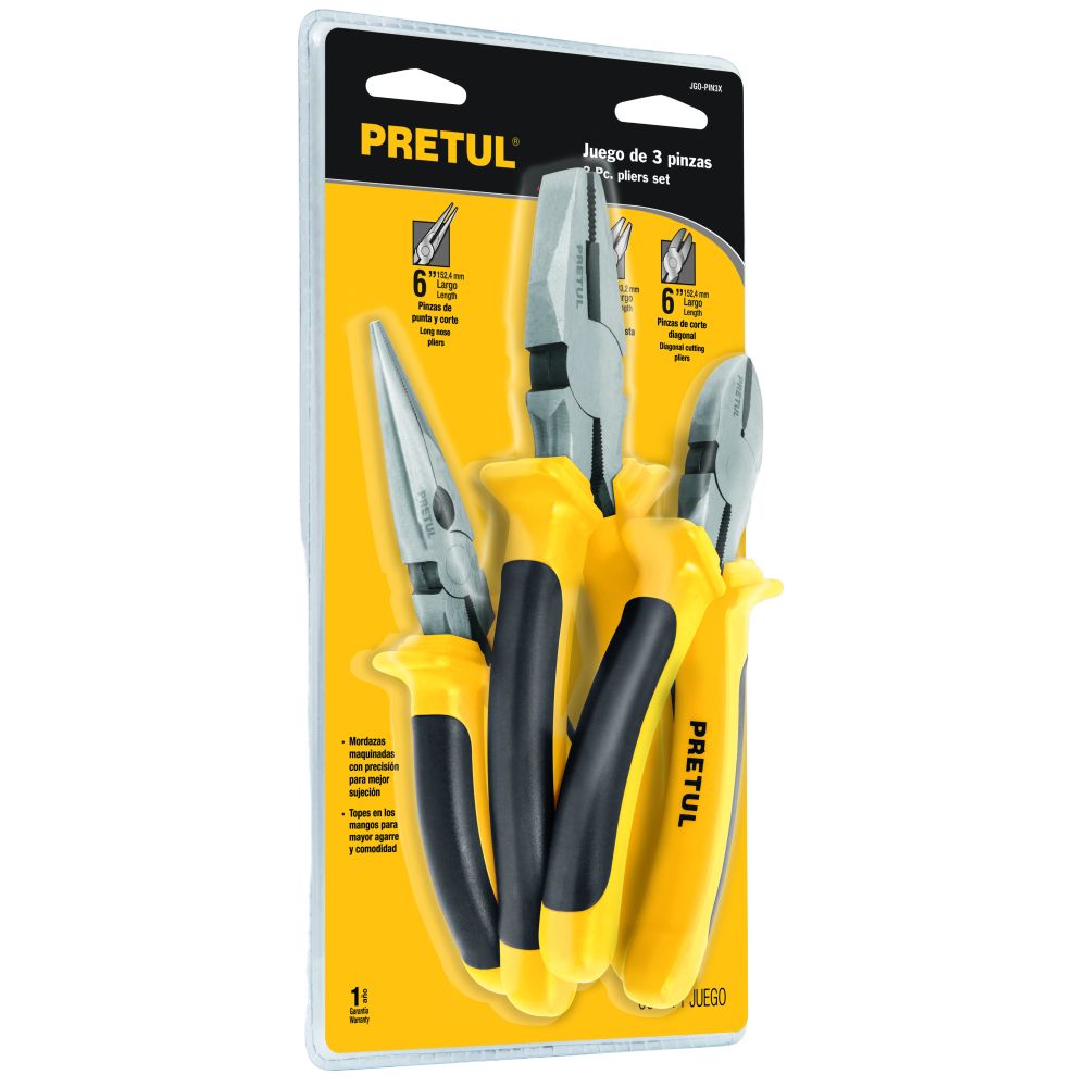 ProductoJUEGO DE TENAZAS 3PCS JGO-PIN-3X PRETUL 22966
