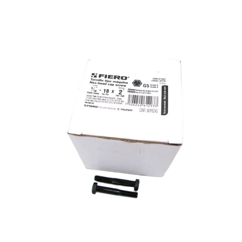 ProductoPERNO ACERO HEXAGONAL GRADO 5 5/16X2 FIERO 80-PCS 44776