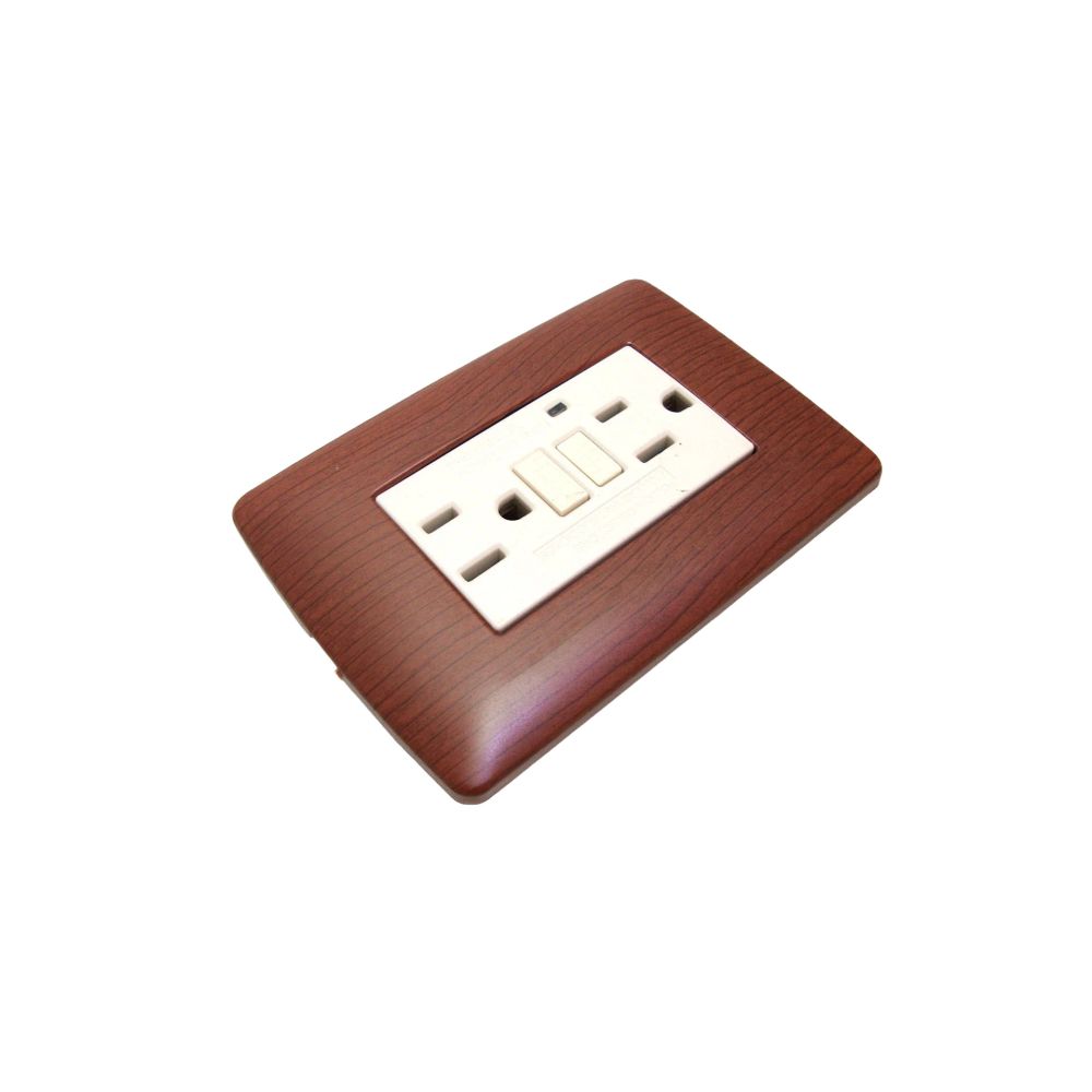 ProductoTOMA DOBLE volteck GFCI CON PLACA ITALIANA MADERA 49813
