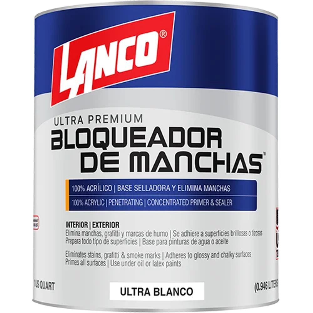 ProductoPINTURA ACRILICA LANCO BLOQUEA MANCHAS 1/4 BLANCO WP039-5