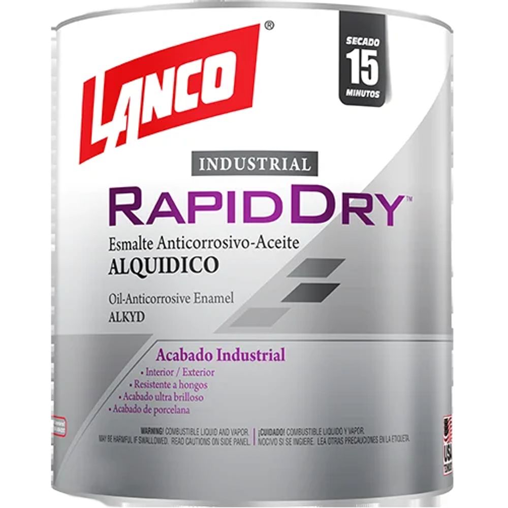 ProductoPINTURA ANTICORROSIVO LANCO RAPID DRY BRILLANTE NEGRO 1/4 RD3458-5