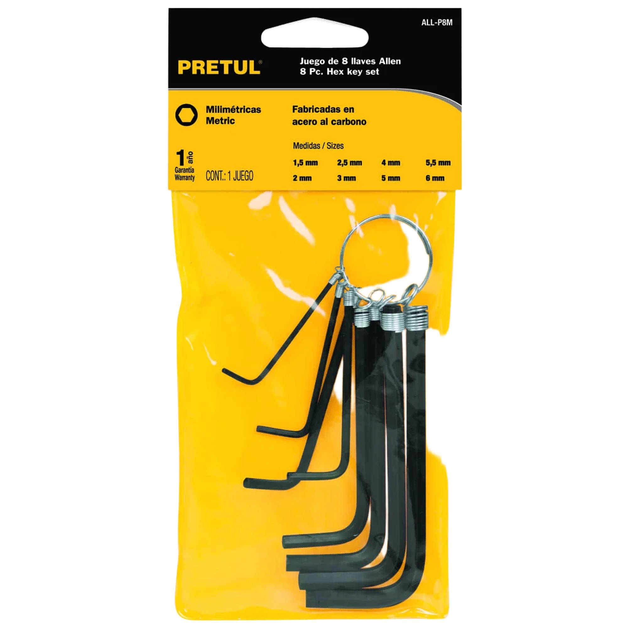 ProductoLlaves allen 8pcs 1.5-6mm all-p8m pretul  21851