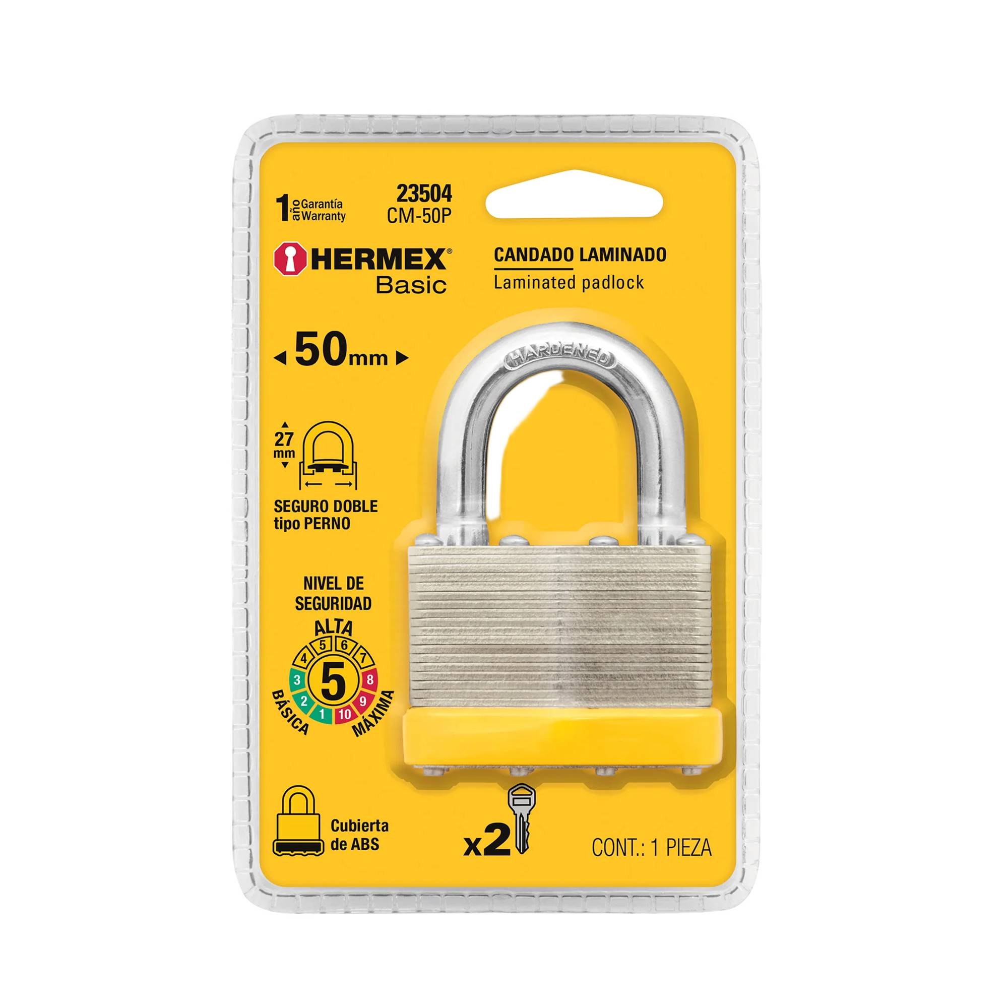 ProductoCandado hermex basic 50mm clam-50p   23504