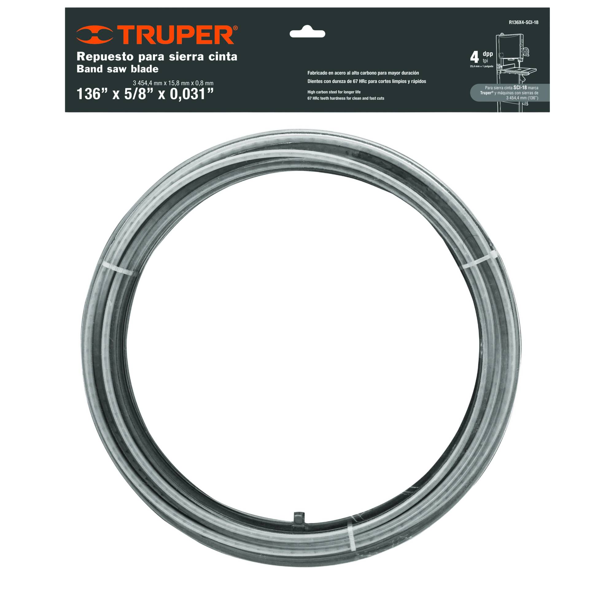 ProductoBanda para sierra cinta 4ddp r136x4-sci-18 truper 16279