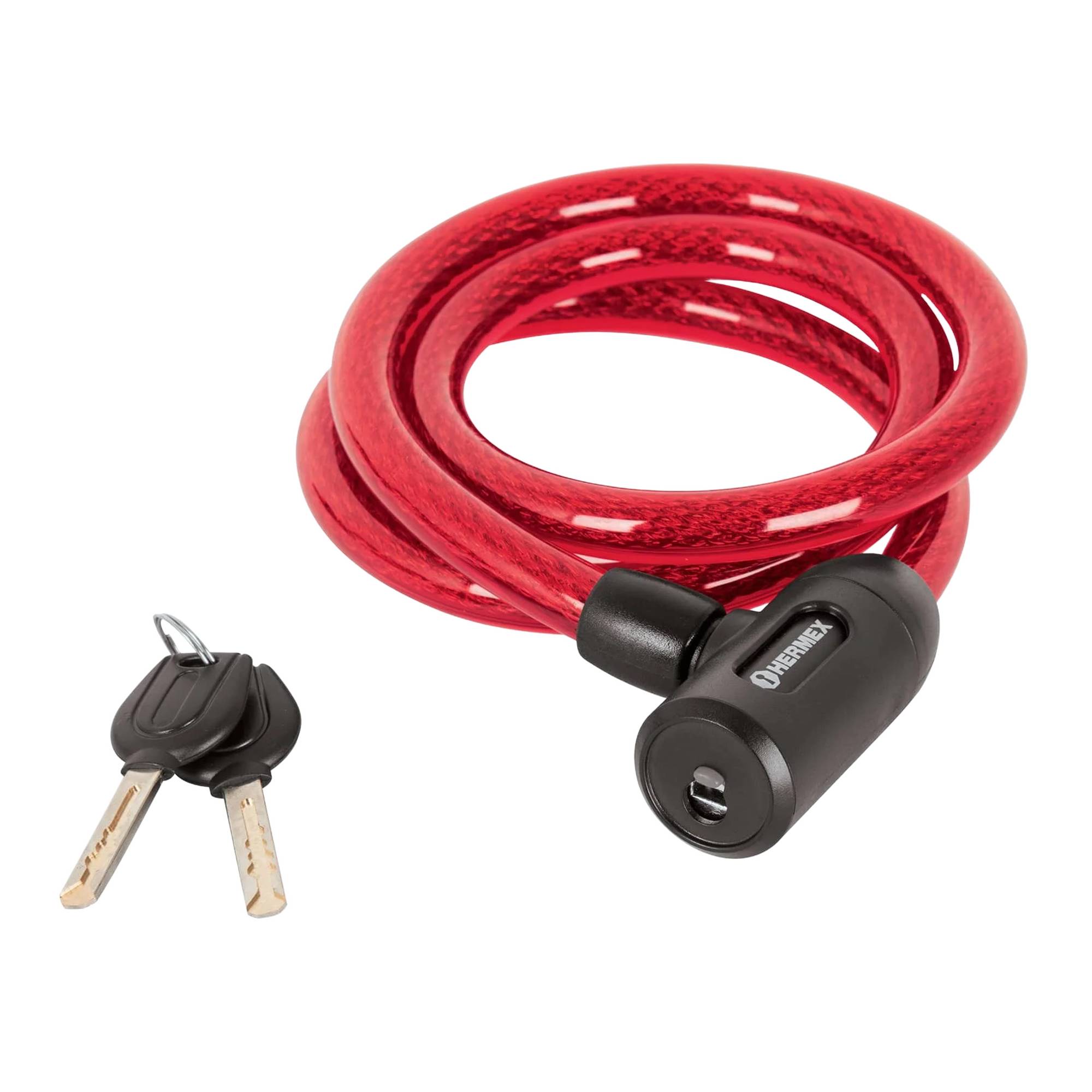 ProductoCandado cable  para bici con llave hermex 15mmx1.2m 43920