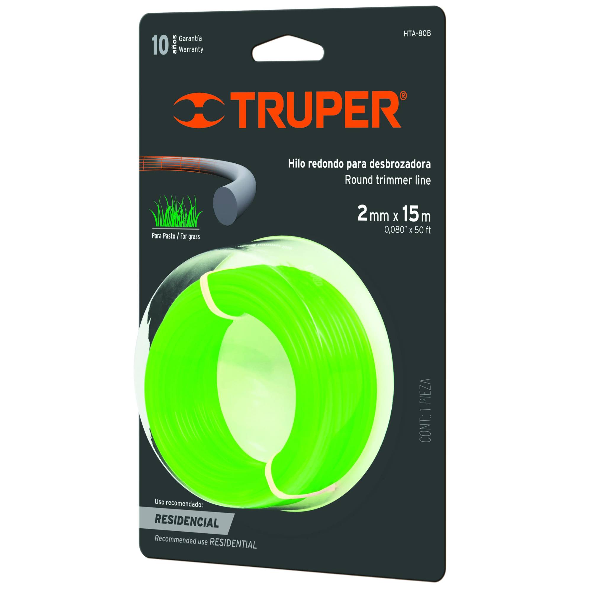 ProductoHilo plastico 2.00mm corta orill redondo truper 16943